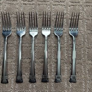 Wallace Zenith Frost Stainless 18/10 Flatware Fork Set Of 6 Dinner Fork Large